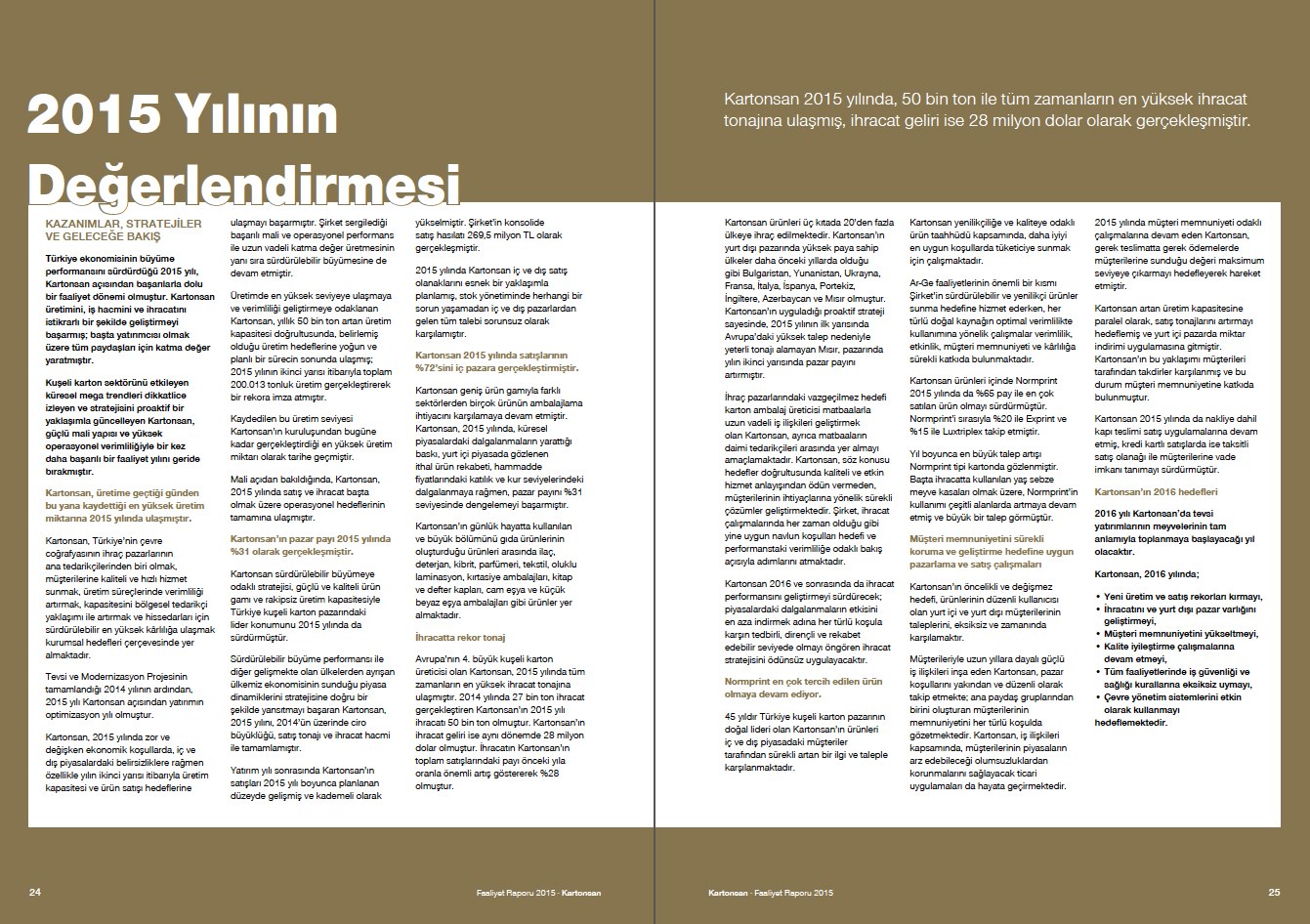 KARTONSAN / 2015 Faaliyet Raporu / 2015 Annual Report