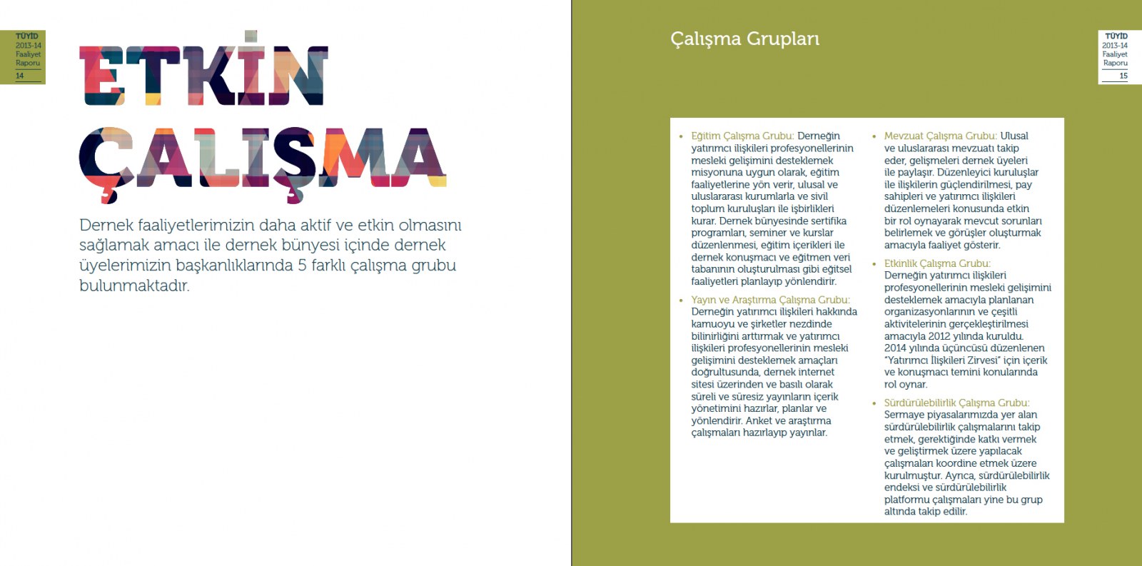 TÜYİD YATIRIMCI İLİŞKİLERİ DERNEĞİ / 2014 Faaliyet Raporu / 2014 Annual Report