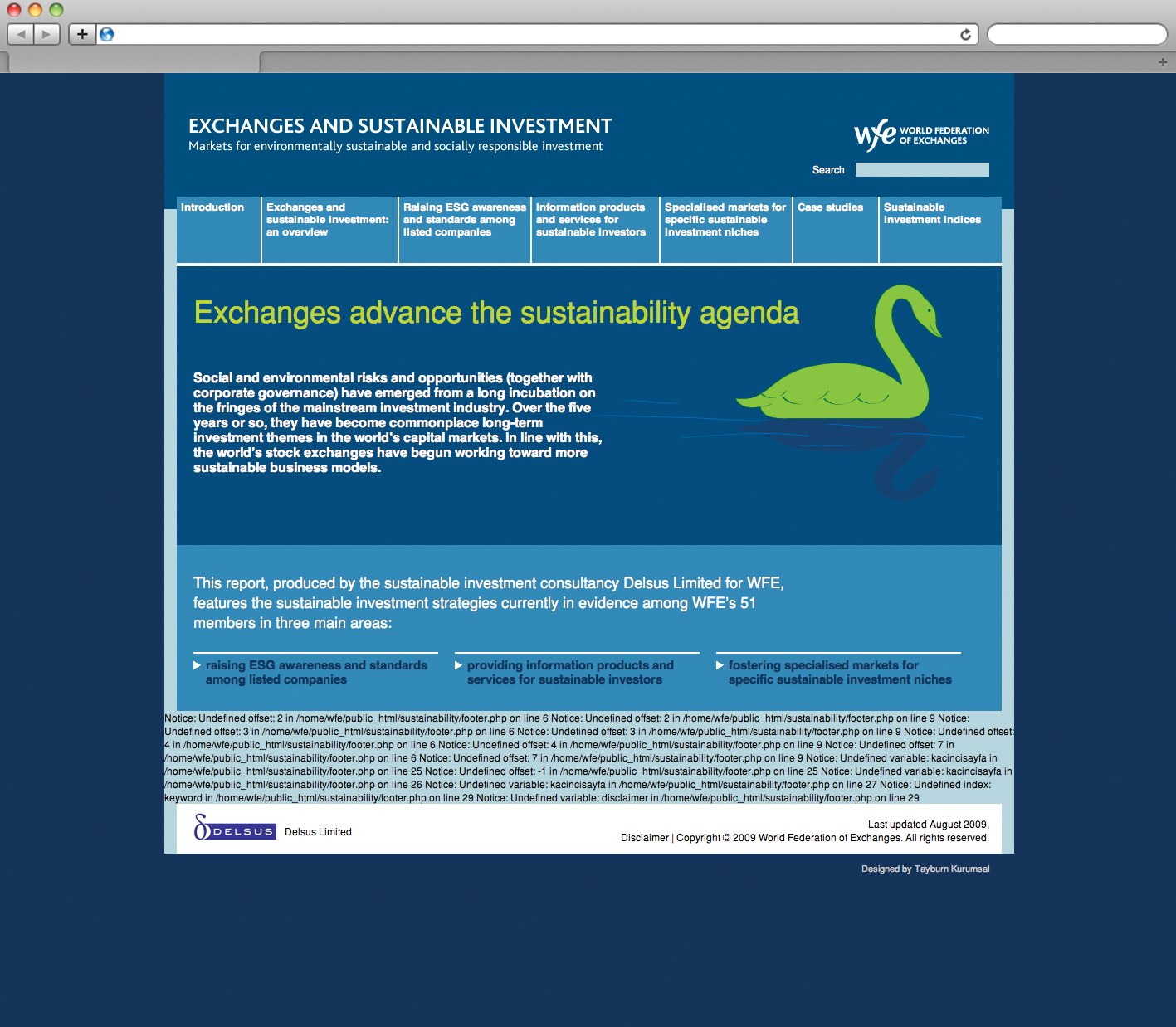 WORLD FEDERATION OF EXCHANGES (İNGİLTERE) / Sürdürülebilirlik Web Sitesi / Sustainability Website
