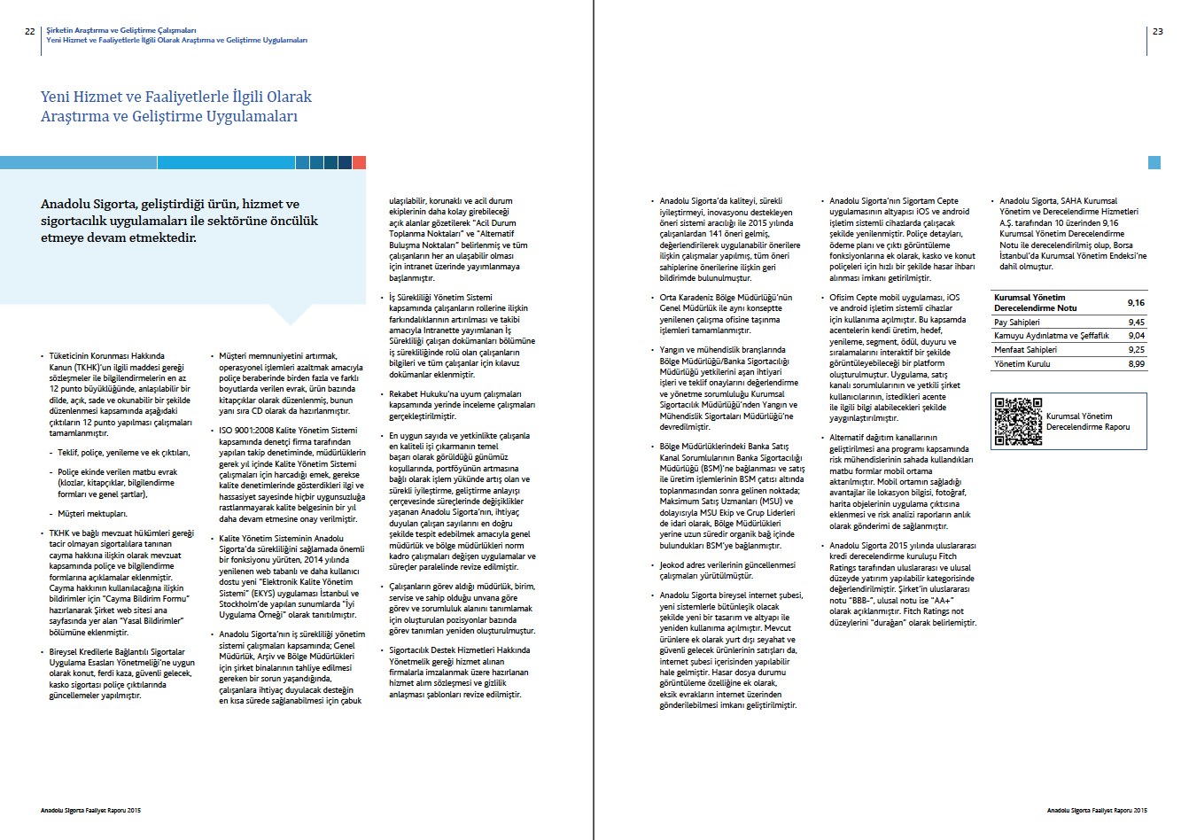 ANADOLU SİGORTA / 2015 Faaliyet Raporu / 2015 Annual Report