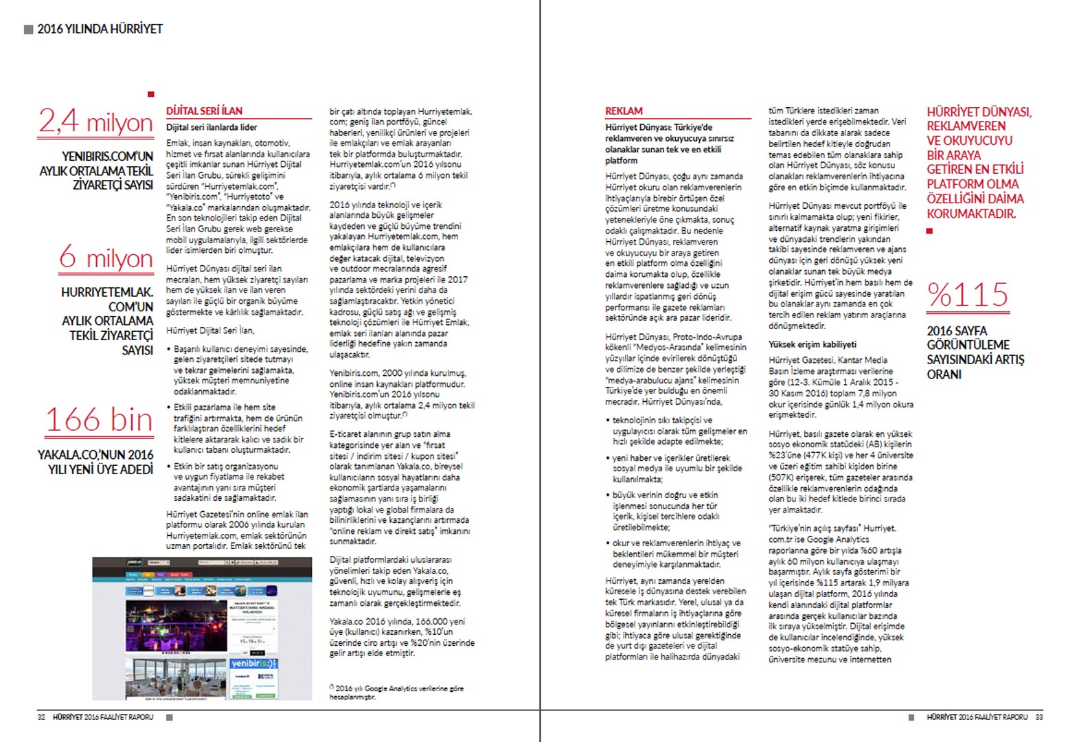 HÜRRİYET GAZETECİLİK / 2016 Faaliyet Raporu / 2016 Annual Report