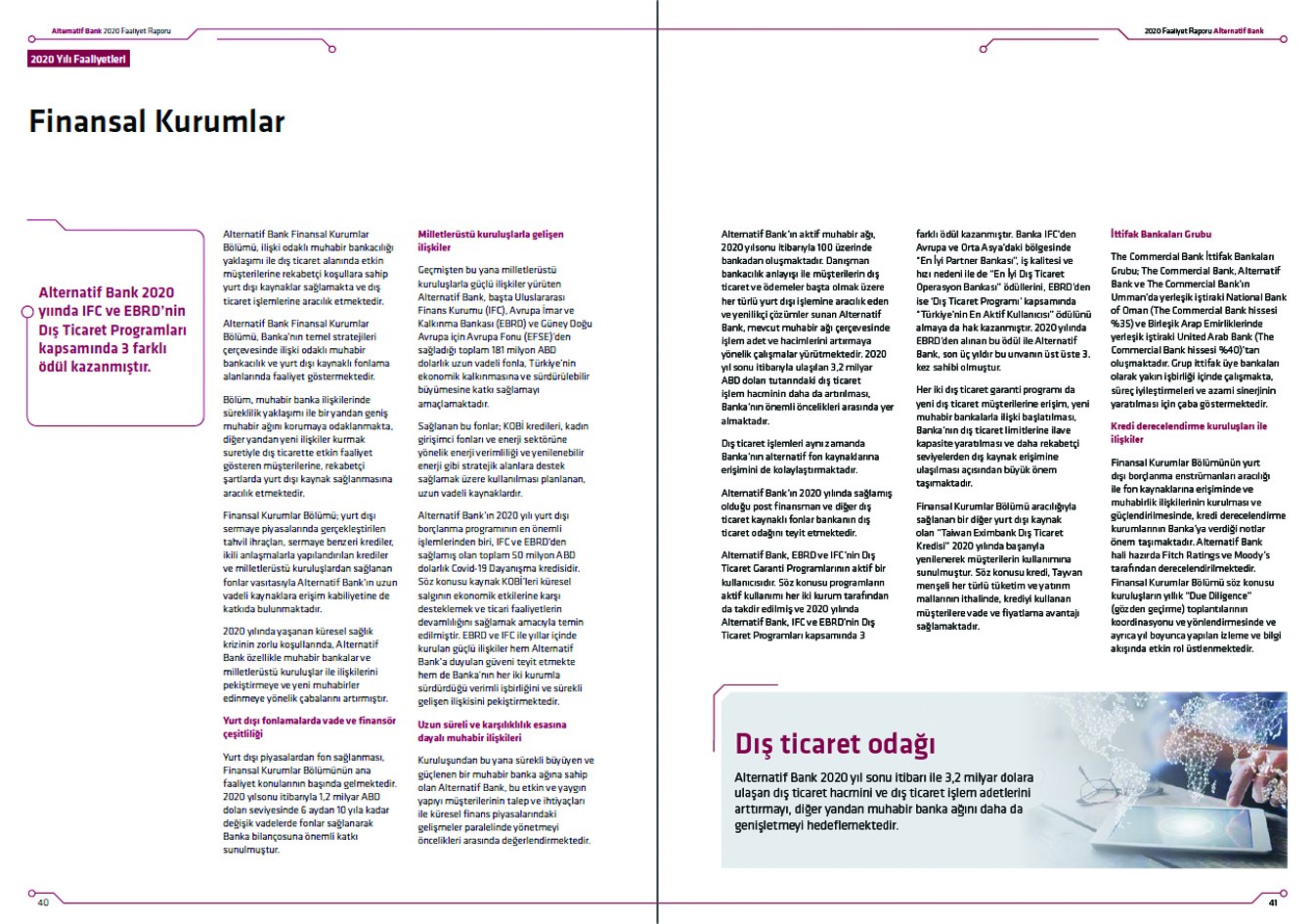 ALTERNATİF BANK / 2020 Faaliyet Raporu / 2020 Annual Report