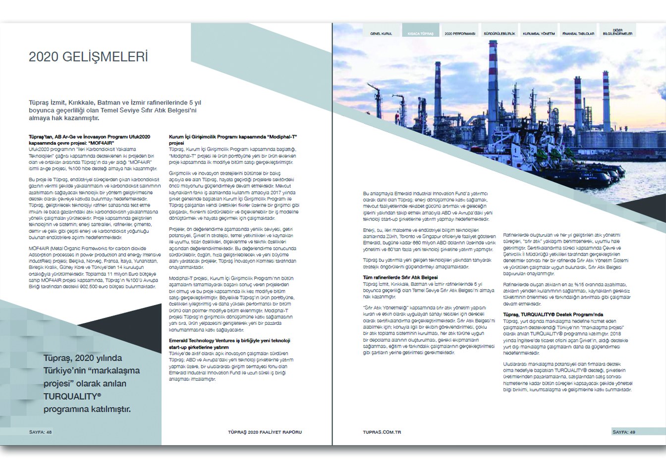 TÜPRAŞ / 2020 Faaliyet Raporu / 2020 Annual Report