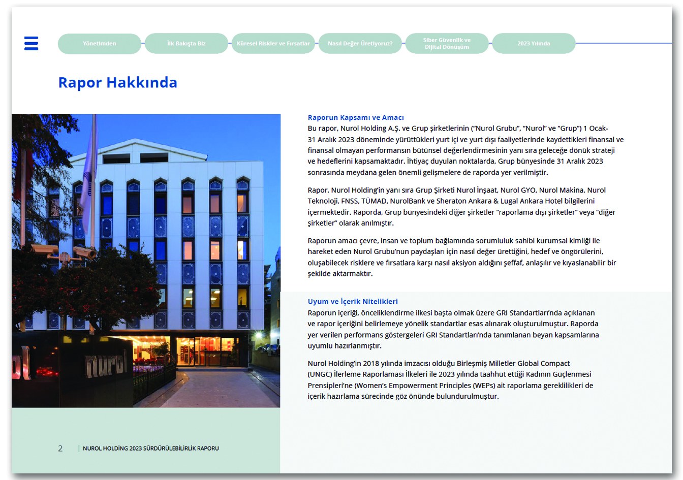 NUROL HOLDİNG / 2023 Sürdürülebilirlik Raporu / 2023 SUSTAINABILITY REPORT